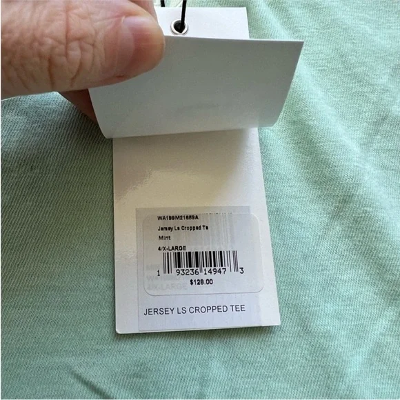 John Elliott Jersey Long Sleeve Cropped Tee in Mint Size 4/XL - Picture 6 of 9